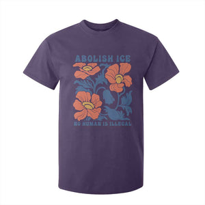 Retro Floral Protest Abolish Ice T Shirt For Kid No Human is Illegal Peaceful Pro-Immigrant TS02 Purple Print Your Wear