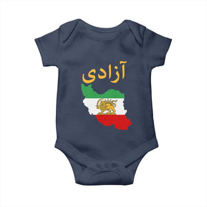 Freedom Iran Sun and Lion Flag Baby Onesie Free Iranian Revolution 2026 TS02 Navy Print Your Wear