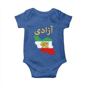 Freedom Iran Sun and Lion Flag Baby Onesie Free Iranian Revolution 2026 TS02 Royal Blue Print Your Wear