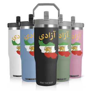 Freedom Iran Sun and Lion Flag Flip Straw Tumbler Free Iranian Revolution 2026 TS02 Print Your Wear