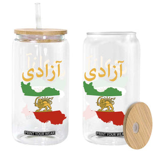 Freedom Iran Sun and Lion Flag Glass Can Free Iranian Revolution 2026 TS02 Print Your Wear