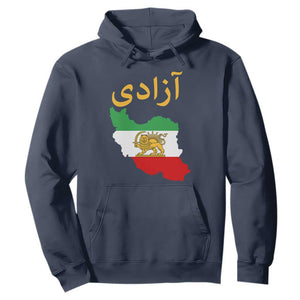 Freedom Iran Sun and Lion Flag Hoodie Free Iranian Revolution 2026 TS02 Navy Print Your Wear