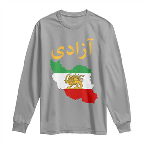 Freedom Iran Sun and Lion Flag Long Sleeve Shirt Free Iranian Revolution 2026 TS02 Sport Gray Print Your Wear