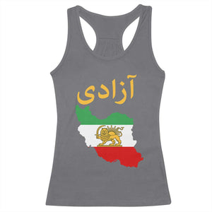 Freedom Iran Sun and Lion Flag Racerback Tank Top Free Iranian Revolution 2026 TS02 Charcoal Print Your Wear