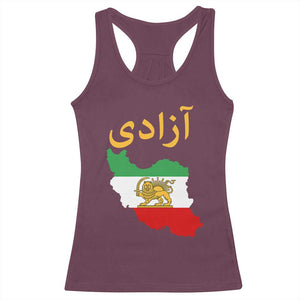Freedom Iran Sun and Lion Flag Racerback Tank Top Free Iranian Revolution 2026 TS02 Maroon Print Your Wear