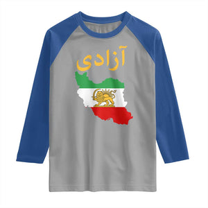 Freedom Iran Sun and Lion Flag Raglan Shirt Free Iranian Revolution 2026 TS02 Sport Gray Royal Print Your Wear