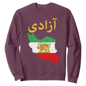 Freedom Iran Sun and Lion Flag Sweatshirt Free Iranian Revolution 2026 TS02 Maroon Print Your Wear