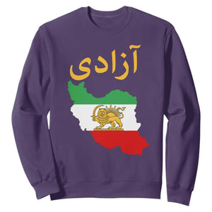 Freedom Iran Sun and Lion Flag Sweatshirt Free Iranian Revolution 2026 TS02 Purple Print Your Wear