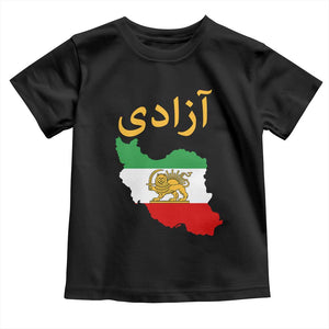 Freedom Iran Sun and Lion Flag Toddler T Shirt Free Iranian Revolution 2026 TS02 Black Print Your Wear