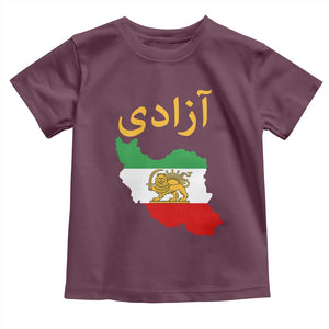 Freedom Iran Sun and Lion Flag Toddler T Shirt Free Iranian Revolution 2026 TS02 Maroon Print Your Wear