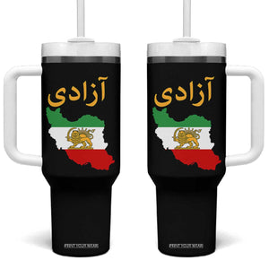 Freedom Iran Sun and Lion Flag Tumbler With Handle Free Iranian Revolution 2026 TS02 One Size: 40 oz Black Print Your Wear