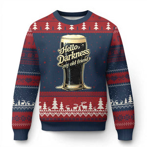 Hello Darkness My Old Friend Funny Stout Beer Ugly Christmas Sweater Vintage Craft Brew Lovers TS02 Navy Red Print Your Wear