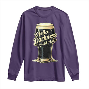 Hello Darkness My Old Friend Funny Stout Beer Long Sleeve Shirt Vintage Craft Brew Lovers TS02 Purple Print Your Wear