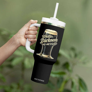Hello Darkness My Old Friend Funny Stout Beer Tumbler With Handle Vintage Craft Brew Lovers TS02 Print Your Wear