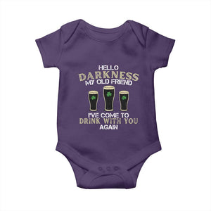 Hello Darkness My Old Friend Funny Irish Stout Beer Baby Onesie St. Patrick’s Day Drinking Humor Craft Brew Lovers TS02 Purple Print Your Wear