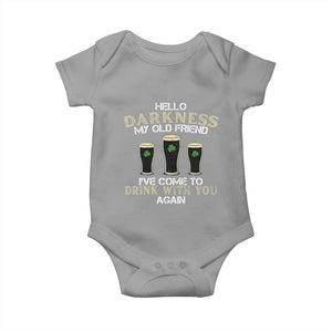 Hello Darkness My Old Friend Funny Irish Stout Beer Baby Onesie St. Patrick’s Day Drinking Humor Craft Brew Lovers TS02 Sport Gray Print Your Wear
