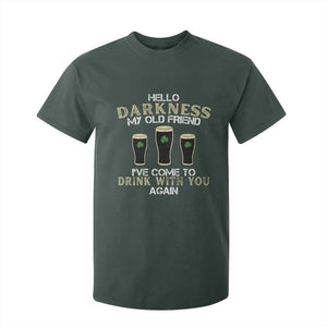 Hello Darkness My Old Friend Funny Irish Stout Beer T Shirt For Kid St. Patrick’s Day Drinking Humor Craft Brew Lovers TS02 Dark Forest Green Print Your Wear