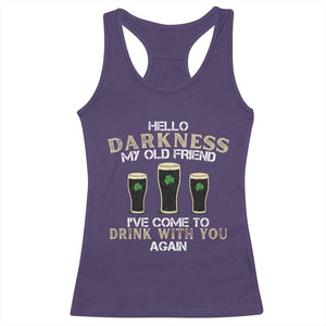 Hello Darkness My Old Friend Funny Irish Stout Beer Racerback Tank Top St. Patrick’s Day Drinking Humor Craft Brew Lovers TS02 Purple Print Your Wear