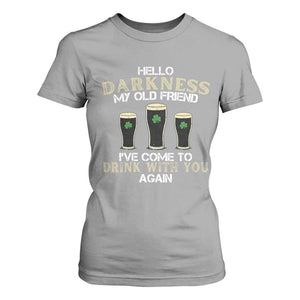 Hello Darkness My Old Friend Funny Irish Stout Beer T Shirt For Women St. Patrick’s Day Drinking Humor Craft Brew Lovers TS02 Sport Gray Print Your Wear