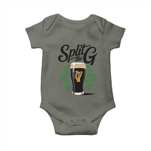 Split the G Funny Irish Drinking Baby Onesie St. Patrick’s Day Stout Beer Lovers Pub Crawls TS02 Military Green Print Your Wear