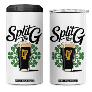 Split the G Funny Irish Drinking 4 in 1 Can Cooler Tumbler St. Patrick’s Day Stout Beer Lovers Pub Crawls TS02 One Size: 16 oz White Print Your Wear