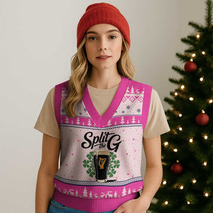 Split the G Funny Irish Drinking V-Neck Knit Sweater Vest St. Patrick’s Day Stout Beer Lovers Pub Crawls TS02 Hot Pink Print Your Wear