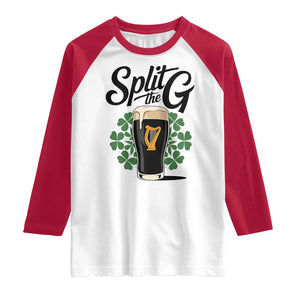 Split the G Funny Irish Drinking Raglan Shirt St. Patrick’s Day Stout Beer Lovers Pub Crawls TS02 White Red Print Your Wear