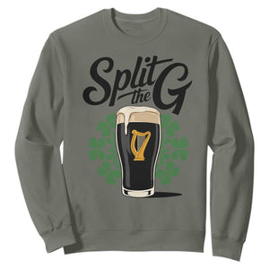 Split the G Funny Irish Drinking Sweatshirt St. Patrick’s Day Stout Beer Lovers Pub Crawls TS02 Military Green Print Your Wear