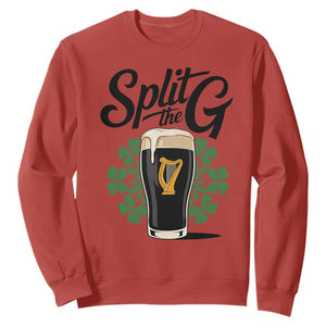 Split the G Funny Irish Drinking Sweatshirt St. Patrick’s Day Stout Beer Lovers Pub Crawls TS02 Red Print Your Wear