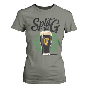Split the G Funny Irish Drinking T Shirt For Women St. Patrick’s Day Stout Beer Lovers Pub Crawls TS02 Military Green Print Your Wear