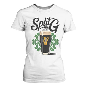 Split the G Funny Irish Drinking T Shirt For Women St. Patrick’s Day Stout Beer Lovers Pub Crawls TS02 White Print Your Wear