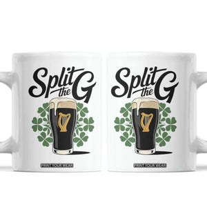 Split the G Funny Irish Drinking Coffee Mug St. Patrick’s Day Stout Beer Lovers Pub Crawls TS02 White Print Your Wear