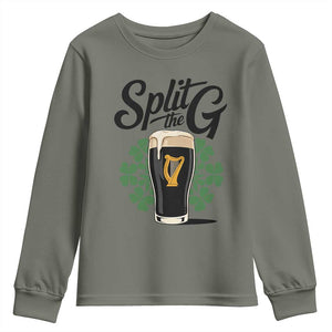 Split the G Funny Irish Drinking Youth Sweatshirt St. Patrick’s Day Stout Beer Lovers Pub Crawls TS02 Military Green Print Your Wear