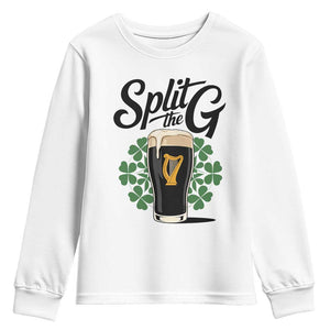 Split the G Funny Irish Drinking Youth Sweatshirt St. Patrick’s Day Stout Beer Lovers Pub Crawls TS02 White Print Your Wear