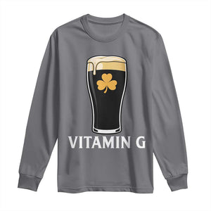 Vitamin G Funny Irish Stout Beer Long Sleeve Shirt St. Patrick’s Day Drinking Humor TS02 Charcoal Print Your Wear