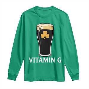 Vitamin G Funny Irish Stout Beer Long Sleeve Shirt St. Patrick’s Day Drinking Humor TS02 Irish Green Print Your Wear