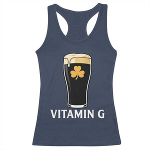 Vitamin G Funny Irish Stout Beer Racerback Tank Top St. Patrick’s Day Drinking Humor TS02 Navy Print Your Wear