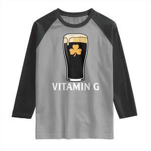 Vitamin G Funny Irish Stout Beer Raglan Shirt St. Patrick’s Day Drinking Humor TS02 Sport Gray Black Print Your Wear