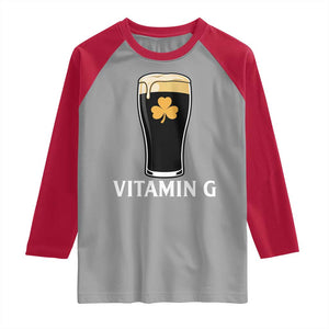 Vitamin G Funny Irish Stout Beer Raglan Shirt St. Patrick’s Day Drinking Humor TS02 Sport Gray Red Print Your Wear