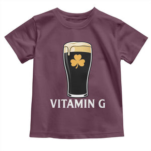 Vitamin G Funny Irish Stout Beer Toddler T Shirt St. Patrick’s Day Drinking Humor TS02 Maroon Print Your Wear