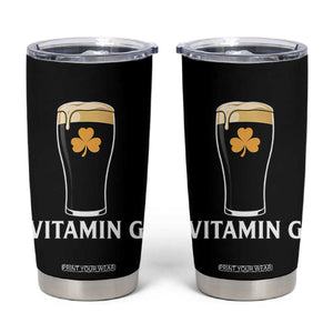 Vitamin G Funny Irish Stout Beer Tumbler Cup St. Patrick’s Day Drinking Humor TS02 Black Print Your Wear