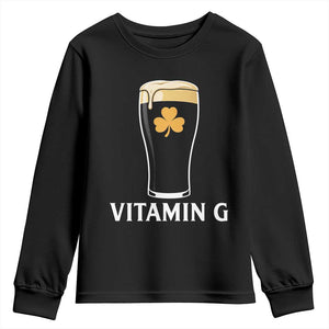 Vitamin G Funny Irish Stout Beer Youth Sweatshirt St. Patrick’s Day Drinking Humor TS02 Black Print Your Wear