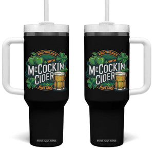 End the Day with McCockin Cider Tumbler With Handle Funny Irish Drinking Apple Cider St Patricks Day Adult Humor TS02 One Size: 40 oz Black Print Your Wear