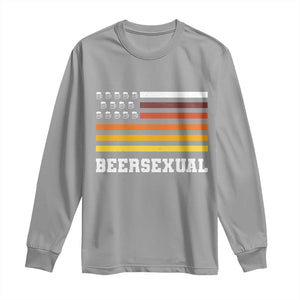 Beersexual Funny Beer Lover Graphic Long Sleeve Shirt Vintage American Flag Parody TS02 Sport Gray Print Your Wear