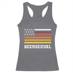 Beersexual Funny Beer Lover Graphic Racerback Tank Top Vintage American Flag Parody TS02 Charcoal Print Your Wear