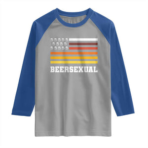 Beersexual Funny Beer Lover Graphic Raglan Shirt Vintage American Flag Parody TS02 Sport Gray Royal Print Your Wear