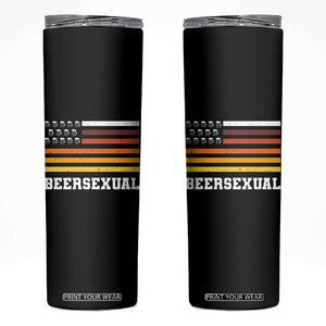 Beersexual Funny Beer Lover Graphic Skinny Tumbler Vintage American Flag Parody TS02 Black Print Your Wear