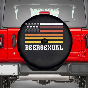 Beersexual Funny Beer Lover Graphic Spare Tire Cover Vintage American Flag Parody TS02 Black Print Your Wear