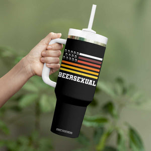 Beersexual Funny Beer Lover Graphic Tumbler With Handle Vintage American Flag Parody TS02 Print Your Wear