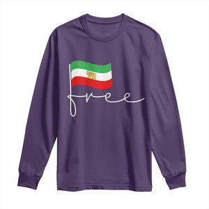 Free Iran Persian Flag Long Sleeve Shirt Iranian Freedom Supporters Revolution TS02 Purple Print Your Wear